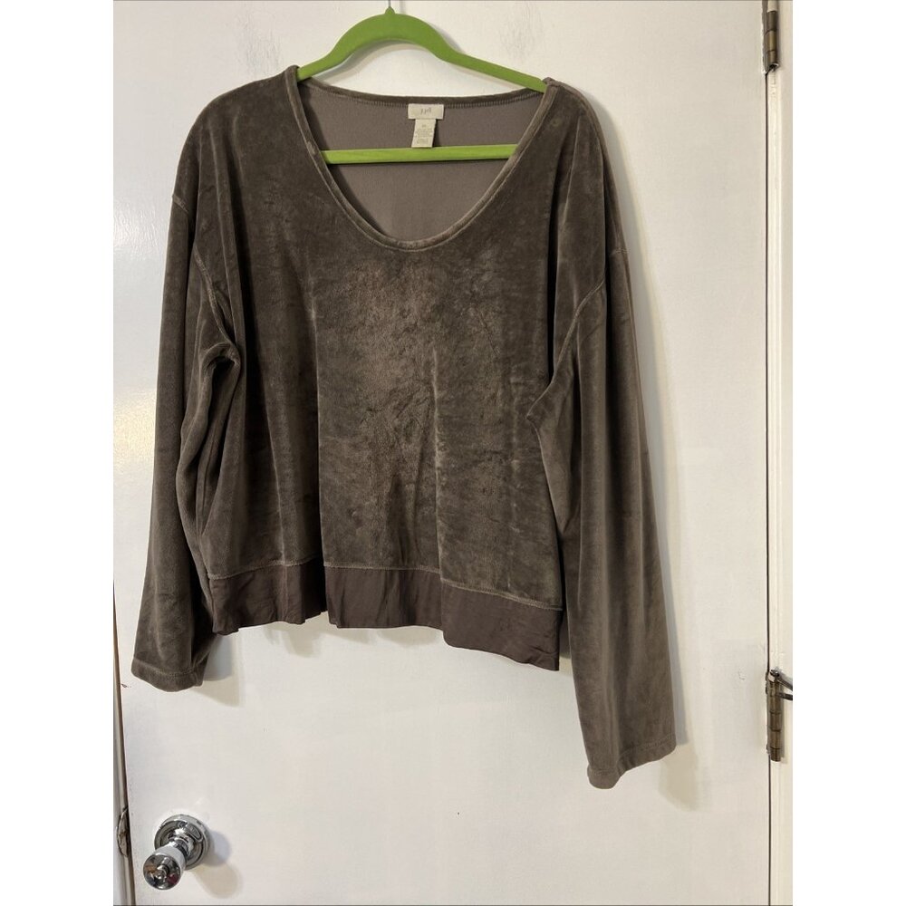 J Jill Velour Top Sweater Long Sleeve Brown Women’s XL‎ Capsule Soft Stretchy